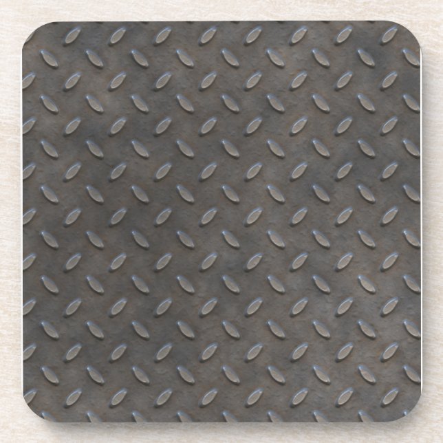 Gray Textured Industrial Metal Coaster (Front)