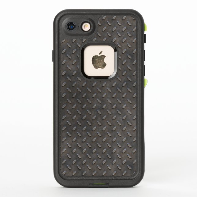 Gray Textured Industrial Metal Pattern LifeProof iPhone Case (Back)