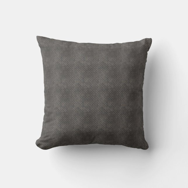 Gray Textured Industrial Metal Throw Pillow (Front)