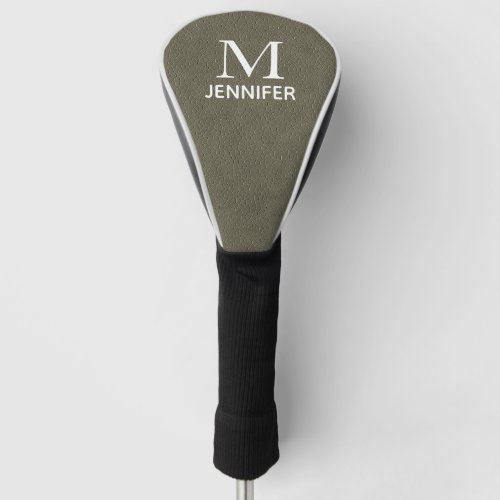 Gray Textured Leather Monogram Personalized Name Golf Head Cover