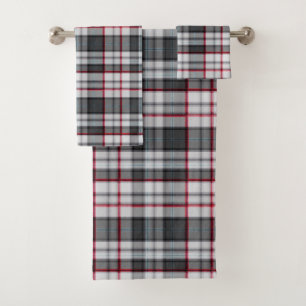 Gray textured tartan plaid  bath towel set
