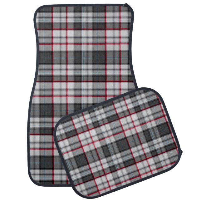 Gray textured tartan plaid  car floor mat (Set)