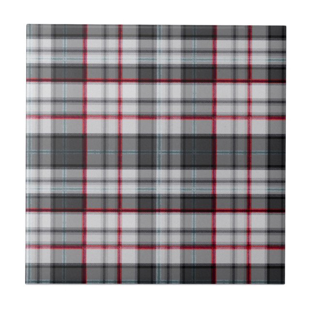 Gray textured tartan plaid  ceramic tile (Front)