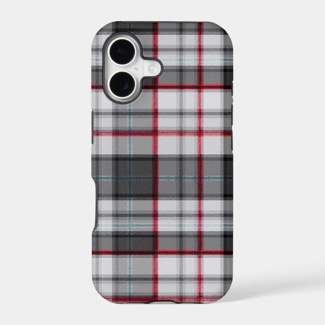 Gray textured tartan plaid  iphone case (Back)