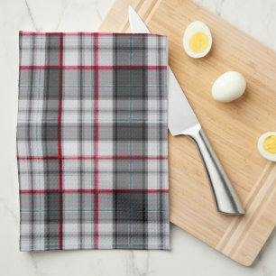 Gray textured tartan plaid  kitchen towel