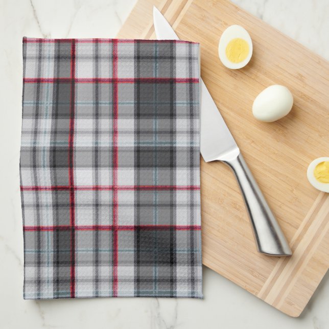 Gray textured tartan plaid  kitchen towel (Quarter Fold)