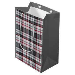 Gray textured tartan plaid  medium gift bag