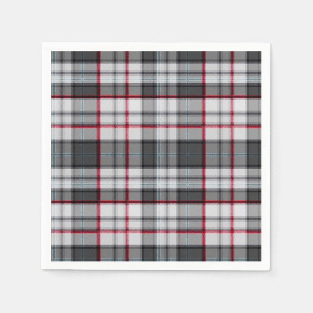 Gray textured tartan plaid  napkins (Front)