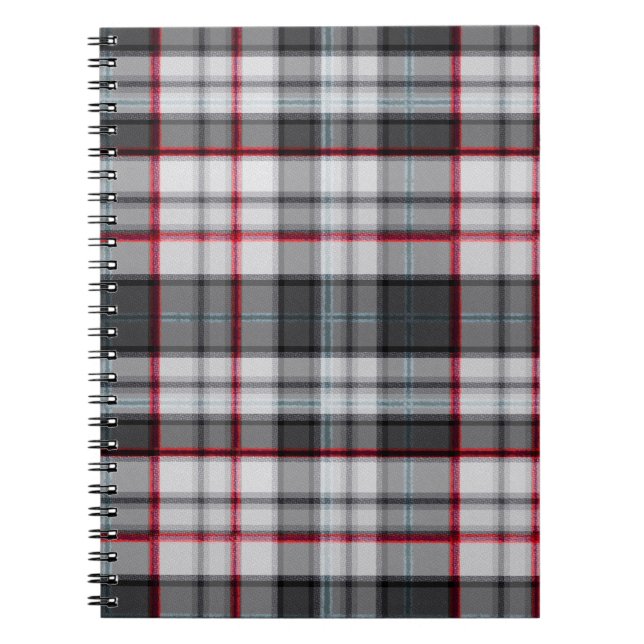 Gray textured tartan plaid  notebook (Front)