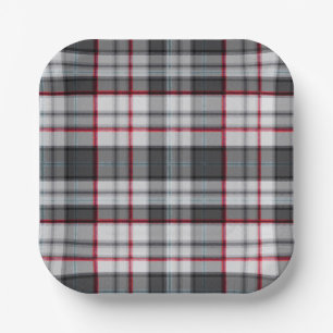 Gray textured tartan plaid  paper plates