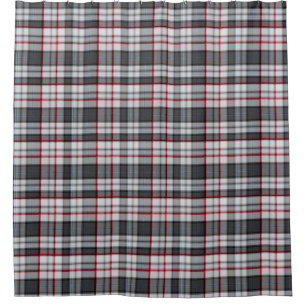 Gray textured tartan plaid shower curtain
