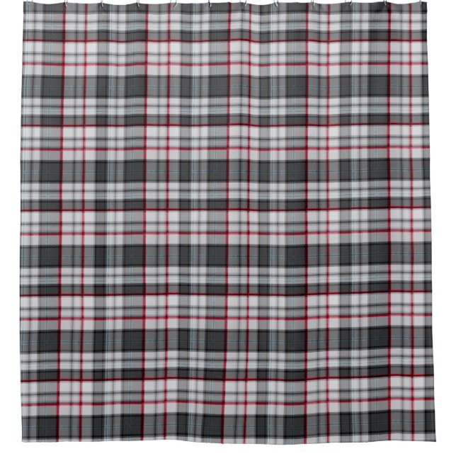 Gray textured tartan plaid  shower curtain (Front)