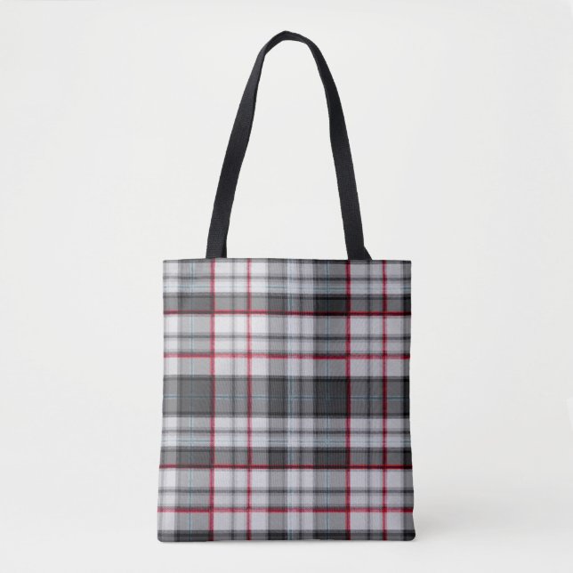 Gray textured tartan plaid  tote bag (Front)