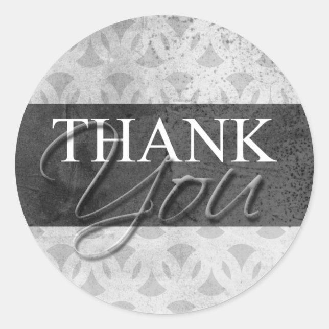 Gray Thank You Envelope Label Seal Stickers (Front)