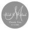Gray Thank You Wedding Monogram Sticker