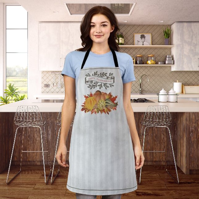 Gray Thanksgiving Pumpkins and Squash Apron (Gray Thanksgiving Pumpkins and Squash Apron)