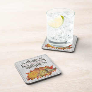 Gray Thanksgiving Pumpkins and Squash Beverage Coaster