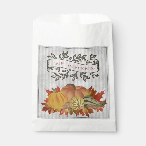 Gray Thanksgiving Pumpkins and Squash Favor Bag