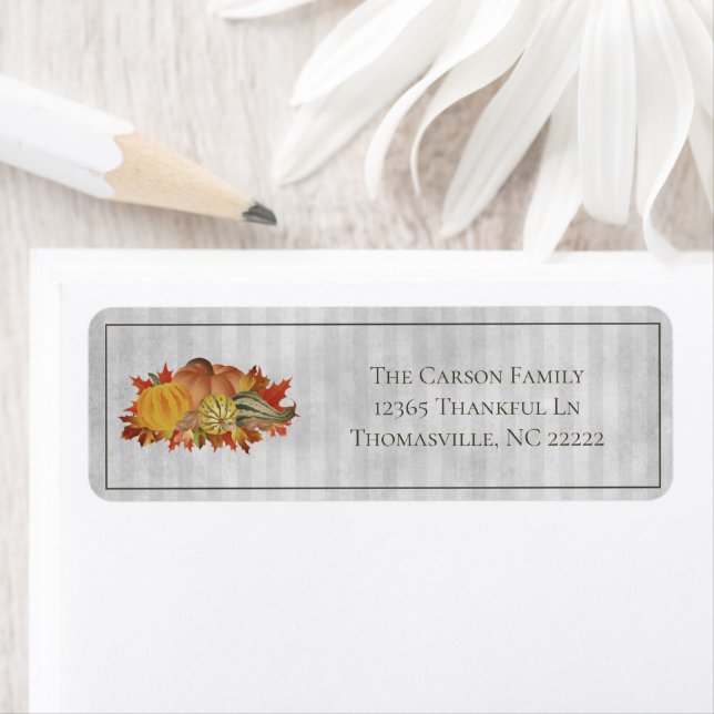 Gray Thanksgiving Pumpkins and Squash Label (Insitu)