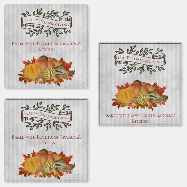 Gray Thanksgiving Pumpkins and Squash Labels (Group)