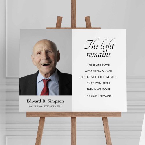 Gray The Light Remains Funeral Memorial Poem Photo Foam Board