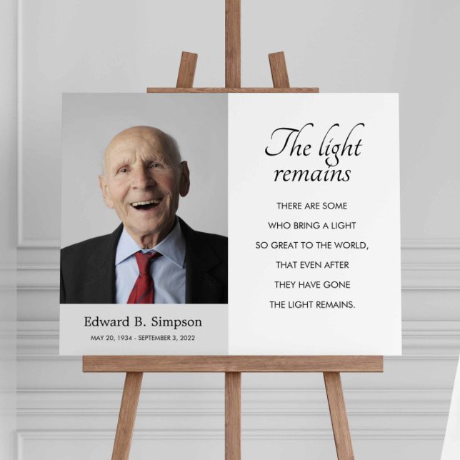 Gray The Light Remains Funeral Memorial Poem Photo Foam Board (Creator Uploaded)