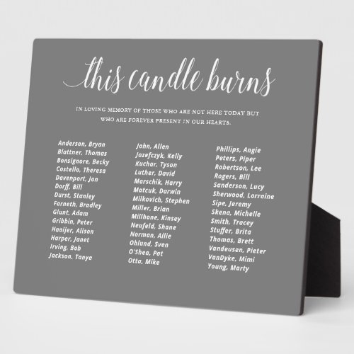 Gray This Candle Burns Class Reunion In Memory Plaque