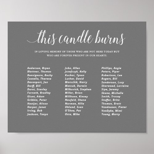 Gray This Candle Burns School Reunion Memorial Poster