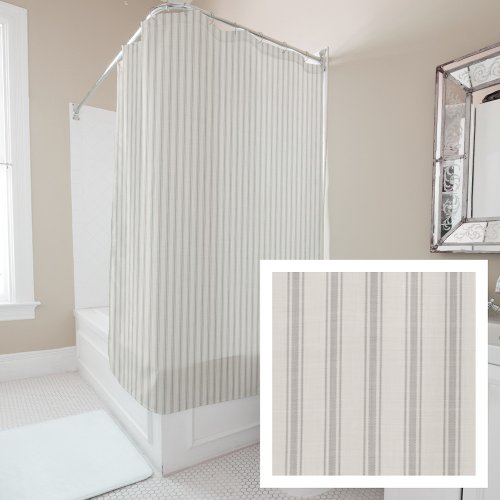 Gray Ticking Stripes  Farmhouse Bath Decor Shower Curtain