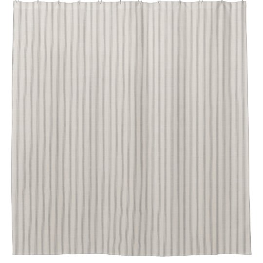 Gray Ticking Stripes Farmhouse Bath Decor Shower Curtain