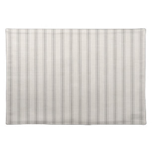 Gray Ticking Stripes Woven Cotton Placemat