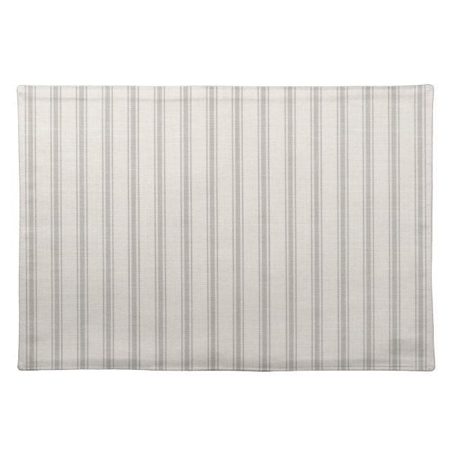Gray Ticking Stripes Woven Cotton Placemat (Front)