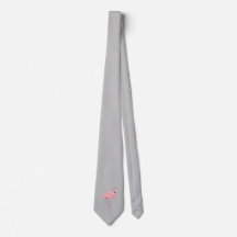 Gray tie with Pink Flamingo