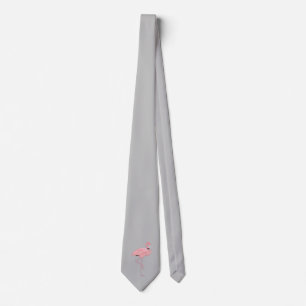 Gray tie with Pink Flamingo