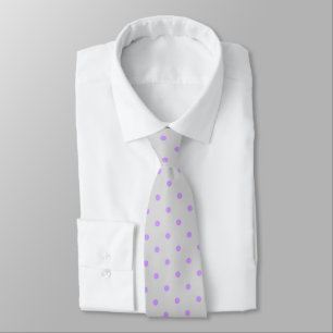 Gray Tie With Polka Purple Dots