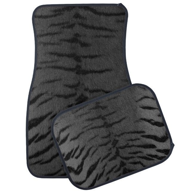 Gray Tiger Skin Print Car Floor Mat (Set)