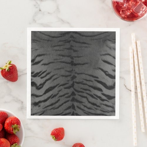 Gray Tiger Skin Print Paper Dinner Napkins