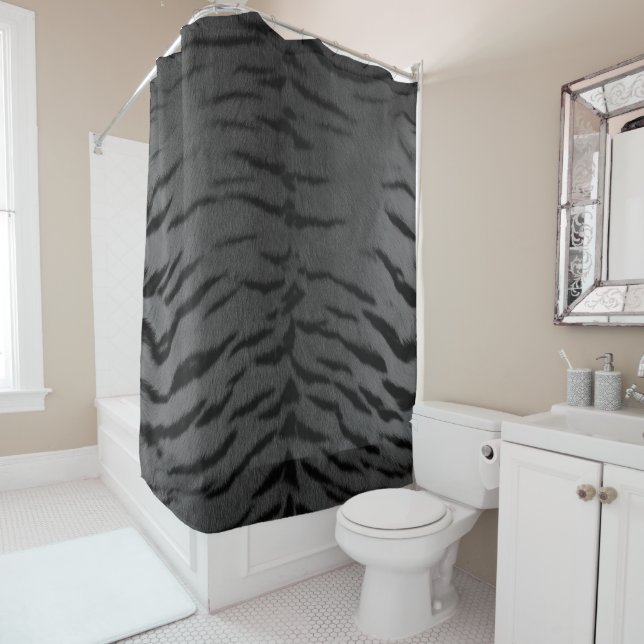 Gray Tiger Skin Print Shower Curtain (In Situ)