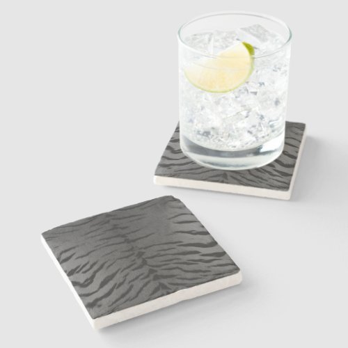 Gray Tiger Skin Print Stone Coaster