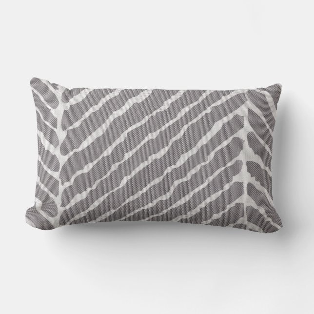 Gray Tiger Stripes Canvas Look Lumbar Pillow (Front)