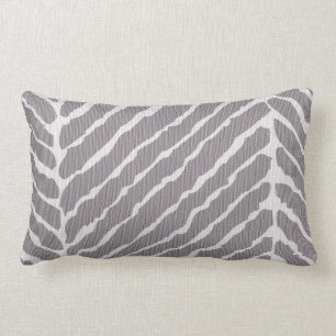 Gray Tiger Stripes Canvas Look Lumbar Pillow