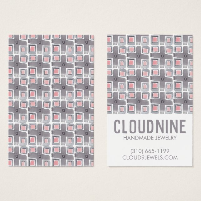 Gray Tile Earring Necklace Jewelry Display Card (Front & Back)