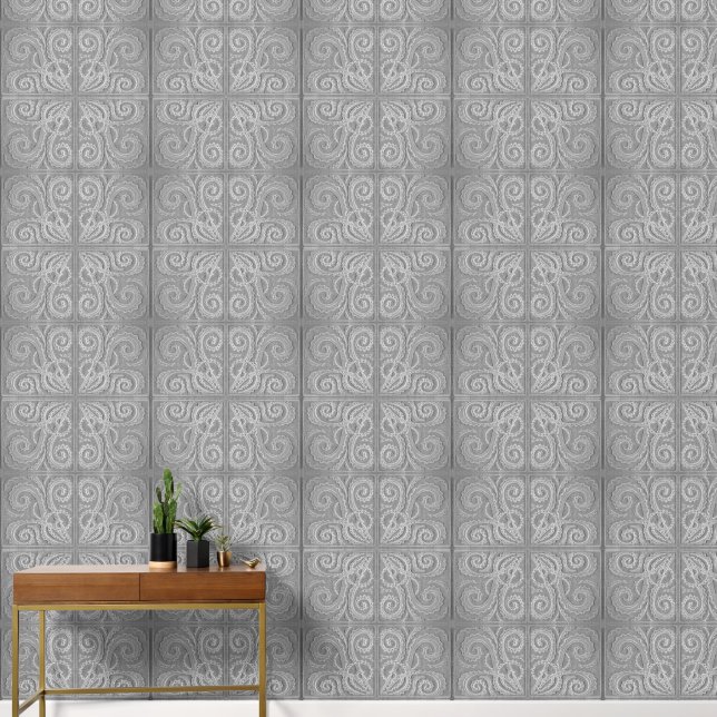  gray tile pattern Vinyl Wallpaper  (Hallway)