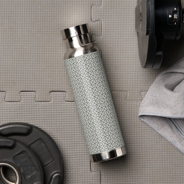 Gray Tiled Pattern Stylish Water Bottle (Gym)