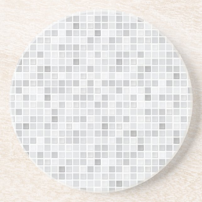 Gray Tiles Pattern Drink Coaster (Front)