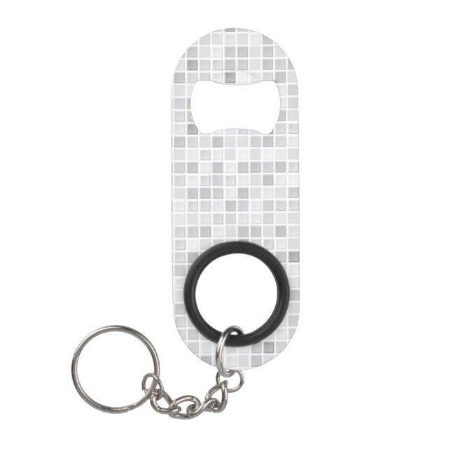 Gray Tiles Pattern Keychain Bottle Opener (Front)