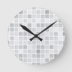 Gray Tiles Pattern Round Clock