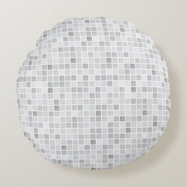 Gray Tiles Pattern Round Pillow (Front)