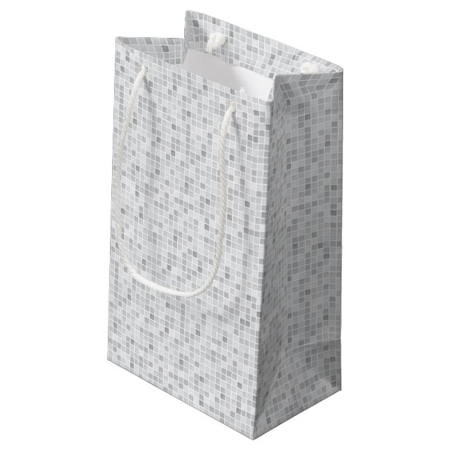 Gray Tiles Pattern Small Gift Bag (Back Angled)