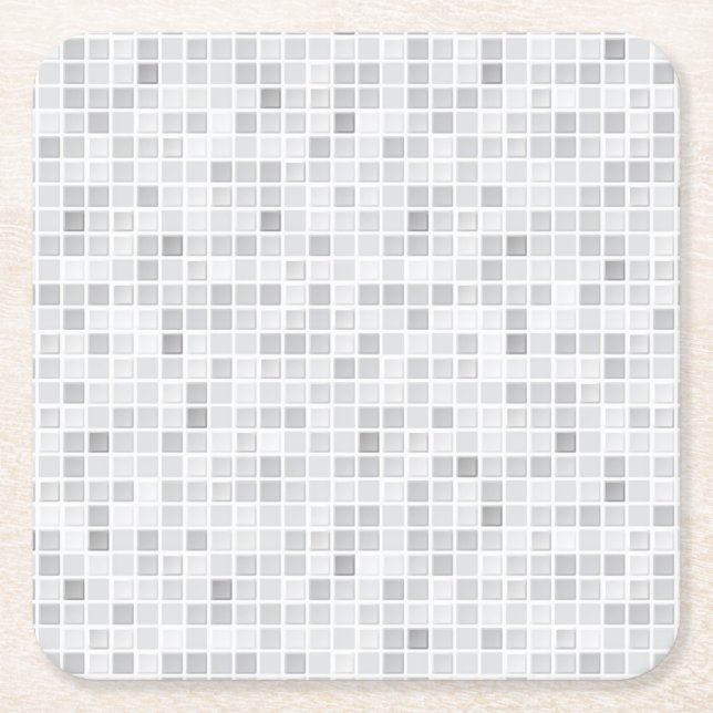 Gray Tiles Pattern Square Paper Coaster (Front)